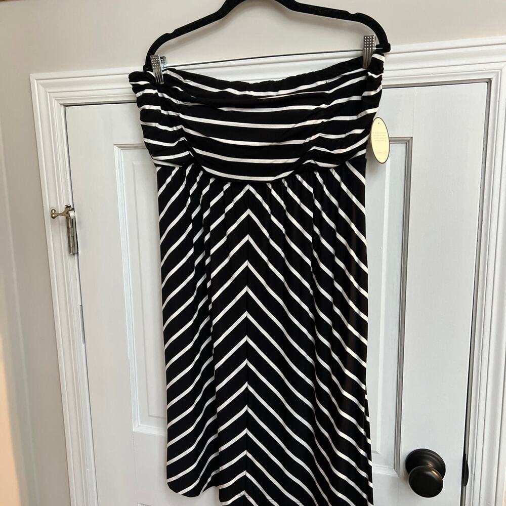 Soma Womens Dress Black White Spaghetti Strap Stretch Removable Straps‎ XL nwt
